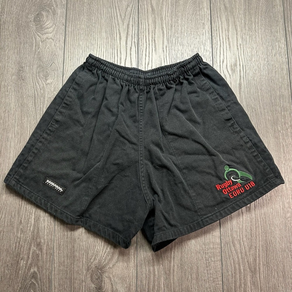 Vintage Barbarian Rugby Wear Ottawa EORU U18 Black Shorts Mens Medium Canada